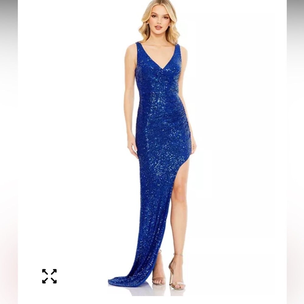 Stunning Asymmetrical Blue Sequin Dress